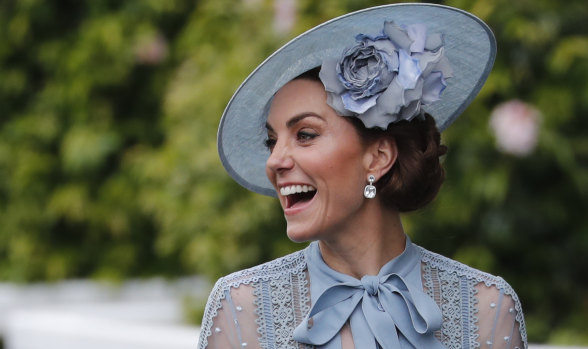 Duchess of Cambridge smiles upon her arrival on day one of the annual races at Royal Ascot.