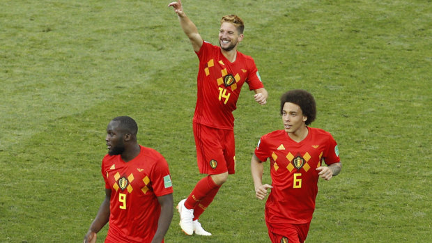 Belgium's Romelu Lukaku, Dries Mertens and Axel Witsel.