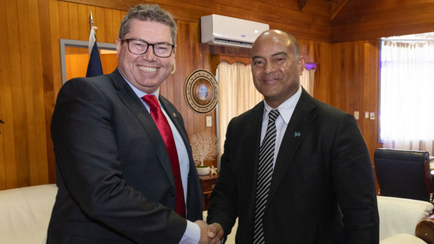 Pacific Minister Pat Conroy and Nauru President David Adeang in late January.