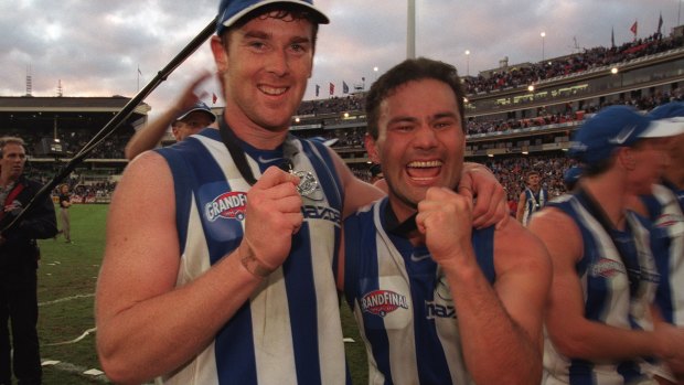 West Coast coach Adam Simpson with Fremantle football boss Peter Bell in their North Melbourne days.