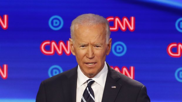 Former vice-president Joe Biden speaks during the second of two Democratic presidential primary debates hosted by CNN.