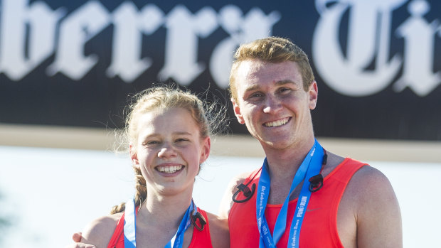 Canberra Times Fun Run 2018. Women's and Men's 1st place in the 10km run siblings Stephanie Torley and Josh Torley.  
