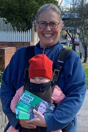 Linda Gale letter-boxing for the Greens.