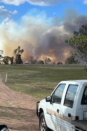 Firefighters respond to the Springwood Park Road blaze in  Cope, near Gulgong.