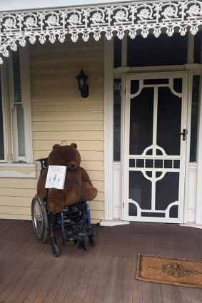 A bear in Yarraville, Melbourne, holding the classic children's picture book. 