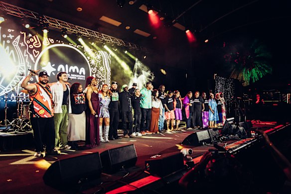 On stage for the National Indigenous Music Awards.