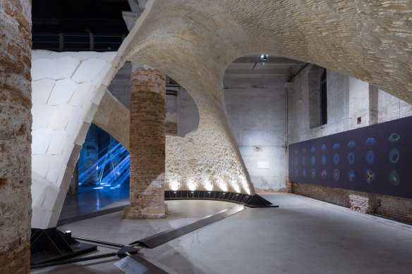 Professor Philippe Block's vaulted constructions, such as this one at Venice Biennale, use compression to avoid the impact of standard building methods. 