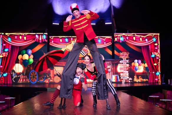 Circus Fun House is the first kids’ show staged in the Spiegeland tent at Pink Flamingo Brisbane.