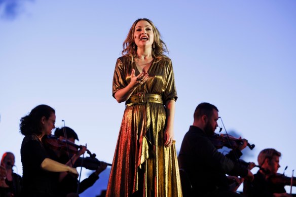 Kate Miller-Heidke performs in Dark Sky Serenade at the Australian Age of Dinosaurs Museum in Winton.