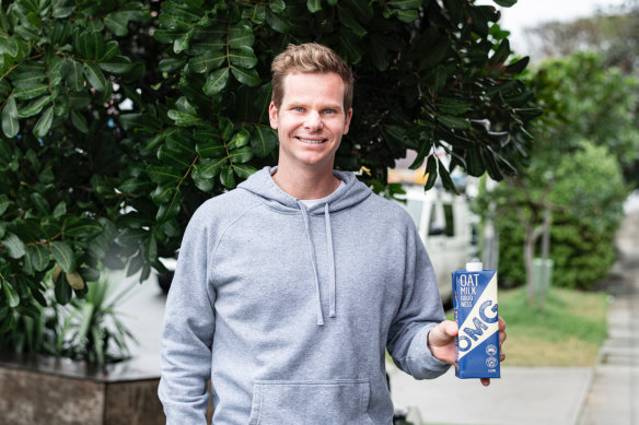 Cricketer and entrepreneur Steve Smith and his start-up Oat Milk Goodness (OMG).