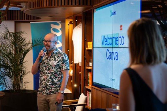 Canva co-founder Cameron Adams speaking at the summit. 