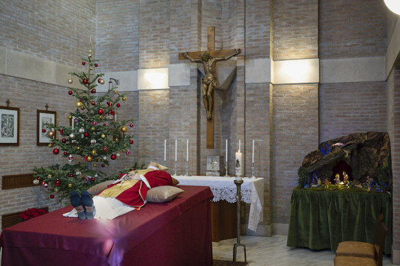 The body of the late Pope Emeritus Benedict XVI rests in the chapel of the monastery Mater Ecclesiae in Vatican City.