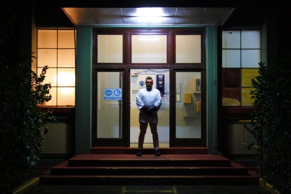 “Things have gone catastrophically wrong here” – escape room owner Damian Bowden greets players in character at the entrance to Project Immersive at The Paint Factory in Yeronga. 