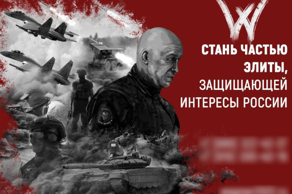 A Wagner recruitment poster: “Become part of the elite that defends Russia’s interests.”