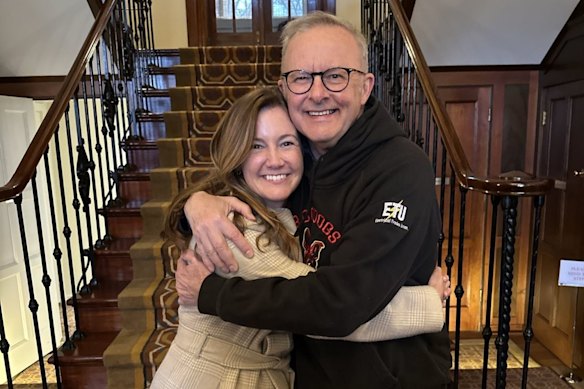 Former strategic communications director Katie Connolly with Prime Minister Anthony Albanese.