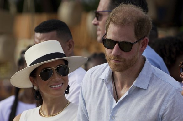 Loving life in the Americas: Prince Harry and Meghan on a recent visit to Colombia.