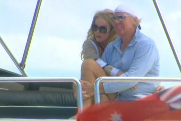 Mark Simonds and wife Cheryl on board the Lady Pamela while moored in the Clarence River at Yamba on the weekend.