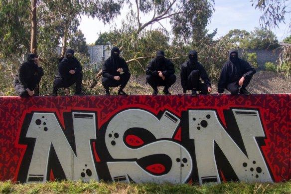Members of the Australian neo-Nazi group National Socialist Network hiking in the Grampians.