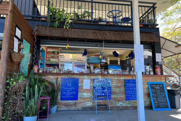 Cafe Vybe in Greenslopes is an outdoor, kiosk-style cafe next to a playground.