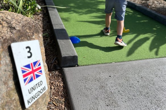 Golf Central Brisbane Airport themes the greens to different nations.