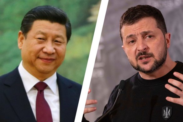 Chinese President Xi Jinping and Ukrainian President Volodymyr Zelensky.