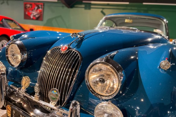 A 1960 Jaguar XK150S FHC on display at the Brisbane Motor Museum.