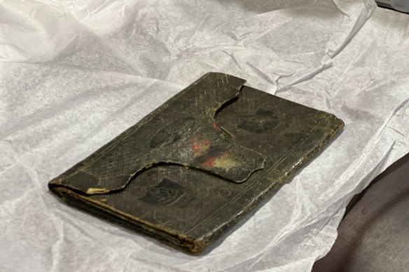 Titanic victim Mauritz Adahl’s pocketbook.