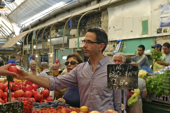 A young Ottolenghi at a market in Jerusalem.
