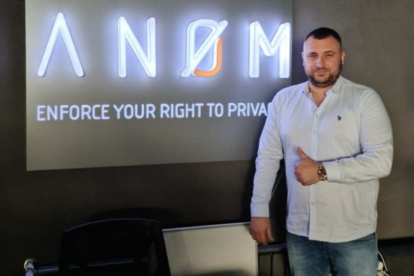 Rivkin in his office in December 2020. Police allege he was a major “influencer and administrator” of the AN0M network.