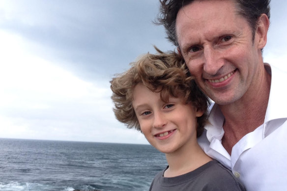 Stephen Jones, the shadow assistant treasurer, with Paddy. “When people ask if he’s gay or trans, he just tells them he’s Paddy, just Paddy.”