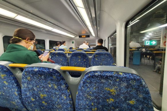 T2 Inner West trains were close to empty during the morning peak on Tuesday.