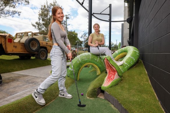 Snakes, jeeps, and ancient idols all feature in Mini Golf Safari at The Jungle Adventure Play, Tingalpa.