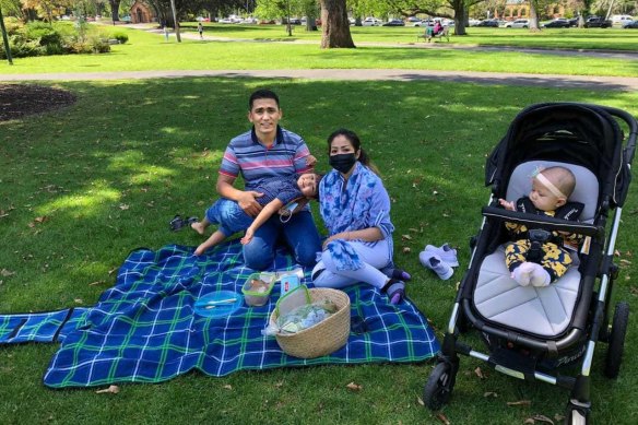 Noor Mohammad Ramazan with his wife Masuma Panahi, son Daniel and daughter Diana in Melbourne. 