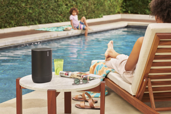 The Sonos Move can operate indoors in its charging base, or can be taken on the move using battery power.