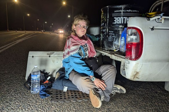 Emma protested against Woodside’s Burrup Hub on Friday morning. 