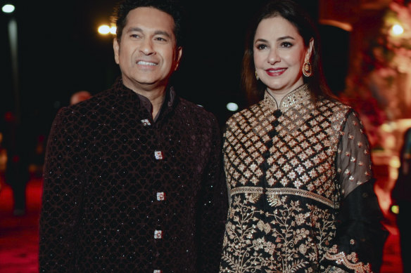 Indian cricket legend Sachin Tendulkar and his wife Anjali were two of countless stars of stage, screen, sports field and business to attend the lavish bash.