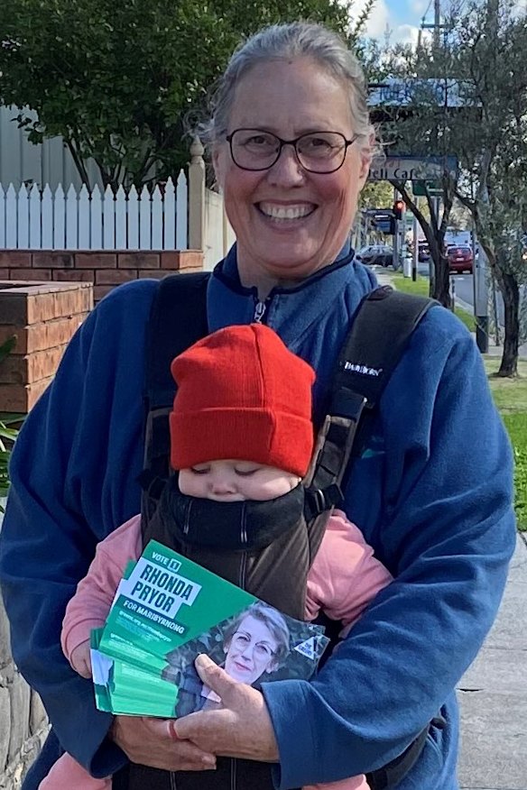 Linda Gale letter-boxing for the Greens.