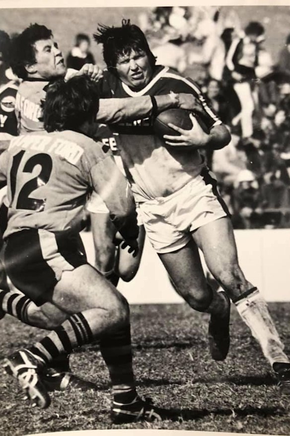 Greg ‘Whale’ Coleman takes a hit-up for the Penrith Panthers.