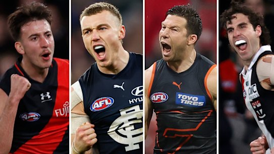 Nic Martin, Patrick Cripps, Toby Greene, and Max King.