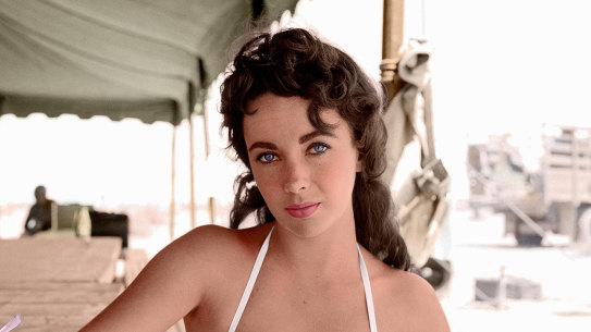 Elizabeth Taylor on the set of Giant in 1955.