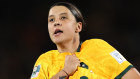 Sam Kerr celebrates after her stunner against England.