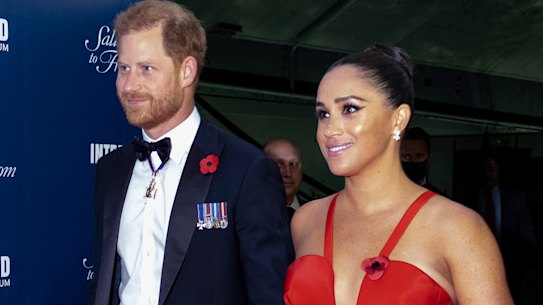 Prince Harry and Meghan, pictured in New York this week.
