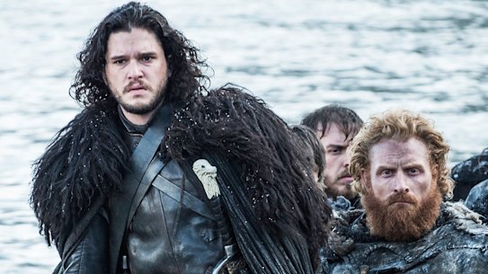 Kit Harington as Jon Snow, left, in a scene from Game of Thrones.