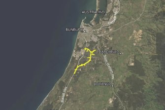 A map of the proposed Bunbury Outer Ring Road.