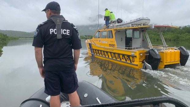 Water police and coast guard personnel scour creeks and rivers for any signs of the missing fisherman.