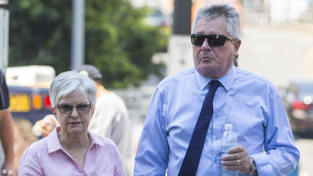 Rae and Colin Betts are seen leaving the Coroners Court in Brisbane on Wednesday.
