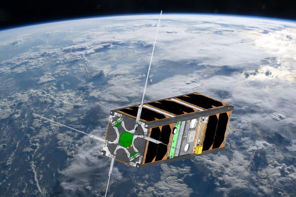 A mock-up image of the CUAVA-1 satellite.