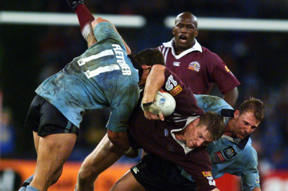 Brad Thorn in action for the Maroons in his league days.