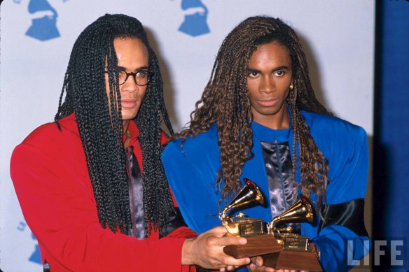 Pilatus and Farian, pictured with their Grammys in 1990.