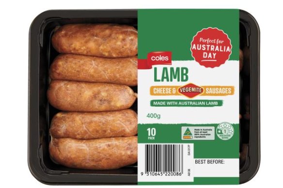 Coles brand lamb, cheese and Vegemite sausage special for Australia Day.